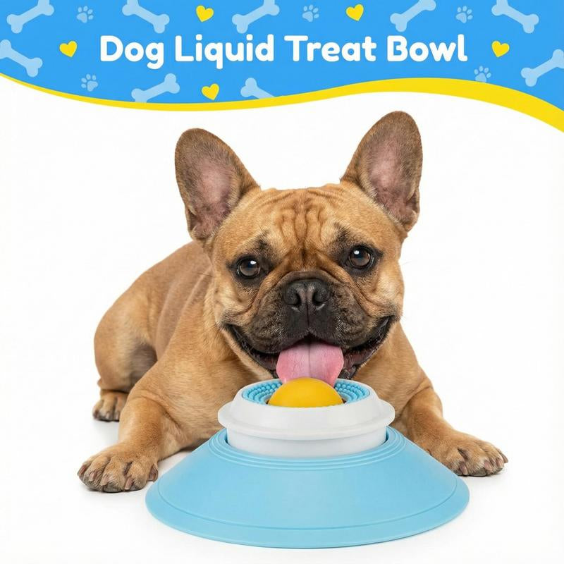 Mess-Free Dog Liquid Slow Feeder with Oral Care Texture, Keeps Face Clean Rolling Ball Bowl for Yogurt & Broth, Tongue Cleaning